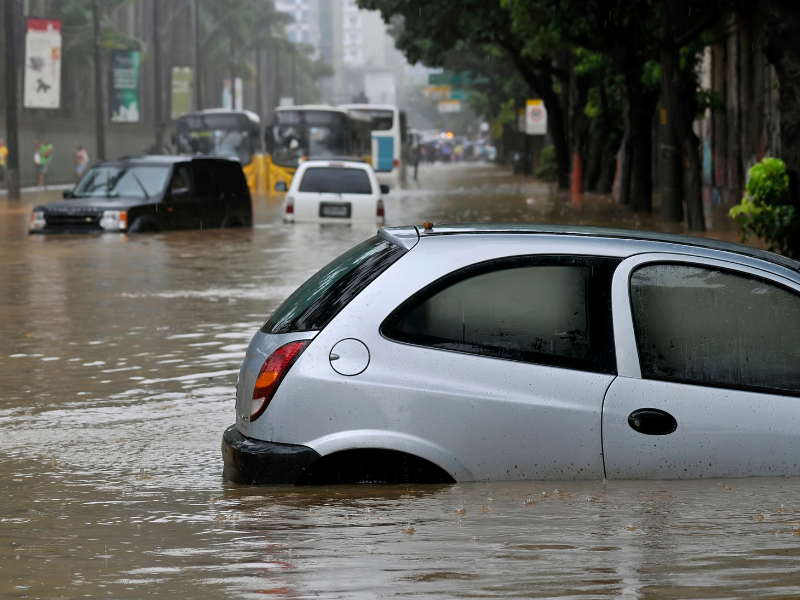 Flooded street with cars